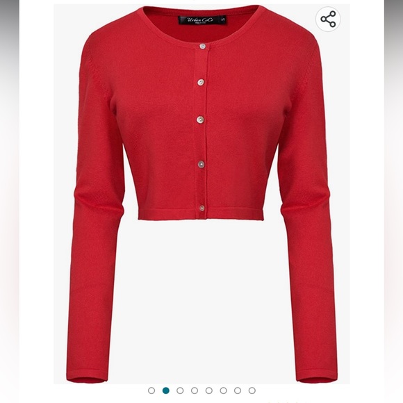 BRAND NEW Red Cropped Cardigan - Picture 2 of 4